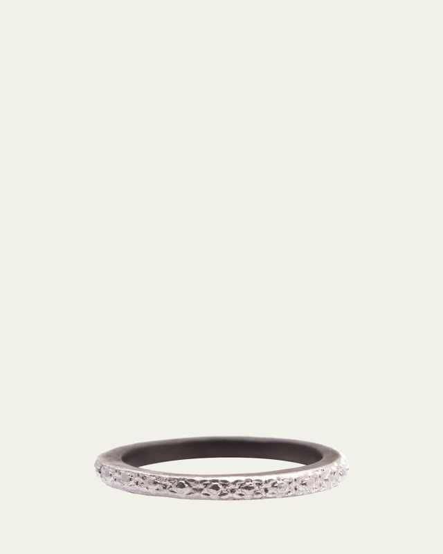 New World Carved Silver Stackable Ring